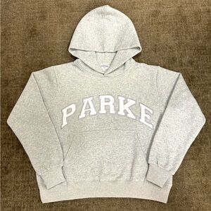 PARKE Varsity Hoodie Sweatshirt S/M Classic Grey + White
